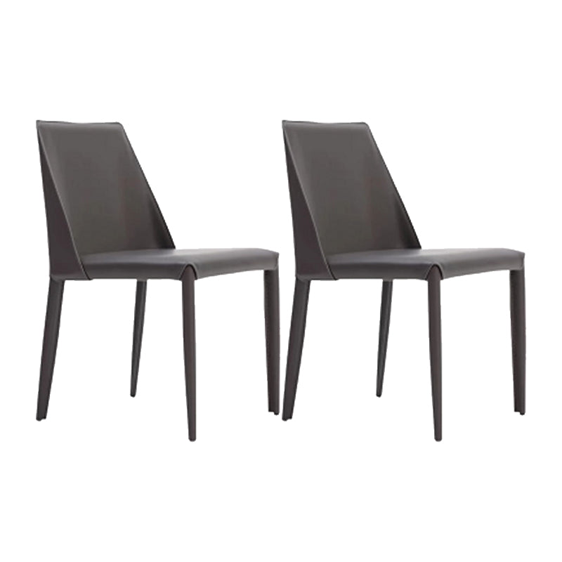 Contemporary Armless Home Side Chair Faux Leather Low Back Dining Chair