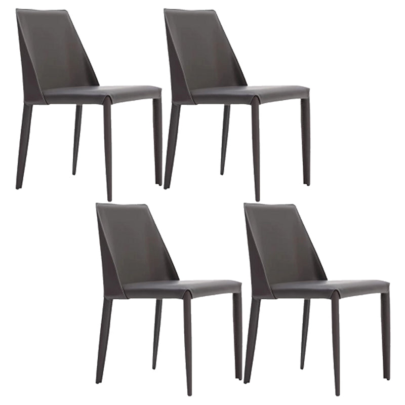 Contemporary Armless Home Side Chair Faux Leather Low Back Dining Chair