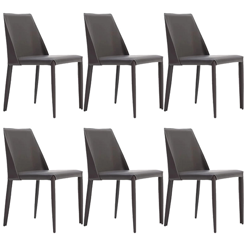 Contemporary Armless Home Side Chair Faux Leather Low Back Dining Chair