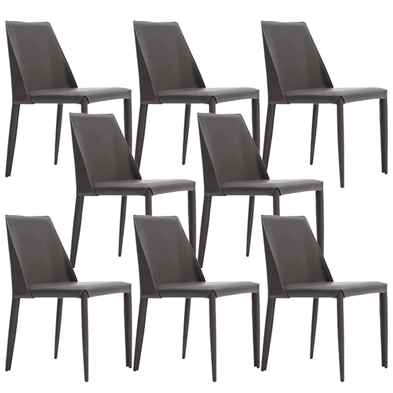 Contemporary Armless Home Side Chair Faux Leather Low Back Dining Chair