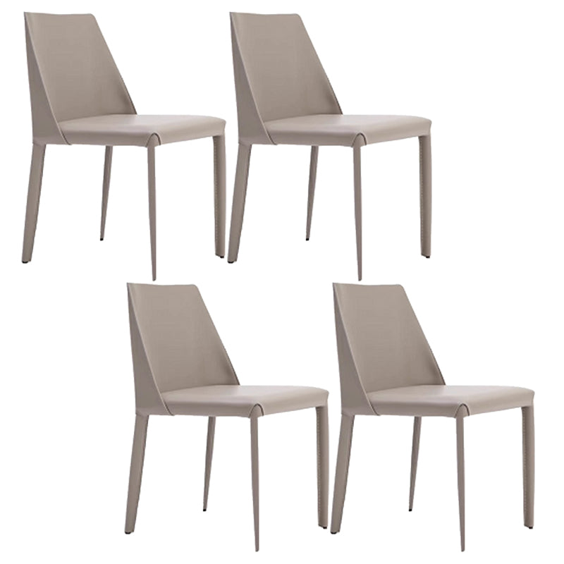 Contemporary Armless Home Side Chair Faux Leather Low Back Dining Chair