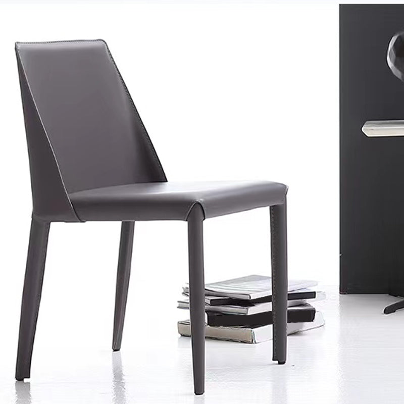 Contemporary Armless Home Side Chair Faux Leather Low Back Dining Chair