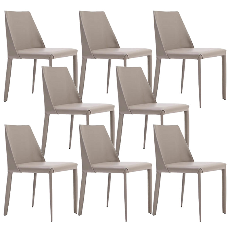 Contemporary Armless Home Side Chair Faux Leather Low Back Dining Chair