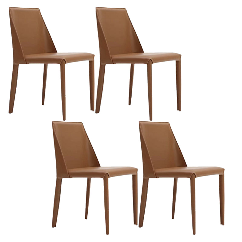 Contemporary Armless Home Side Chair Faux Leather Low Back Dining Chair