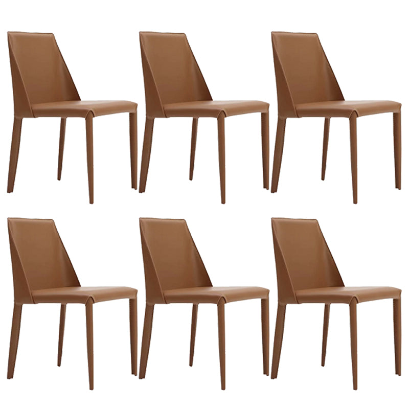 Contemporary Armless Home Side Chair Faux Leather Low Back Dining Chair