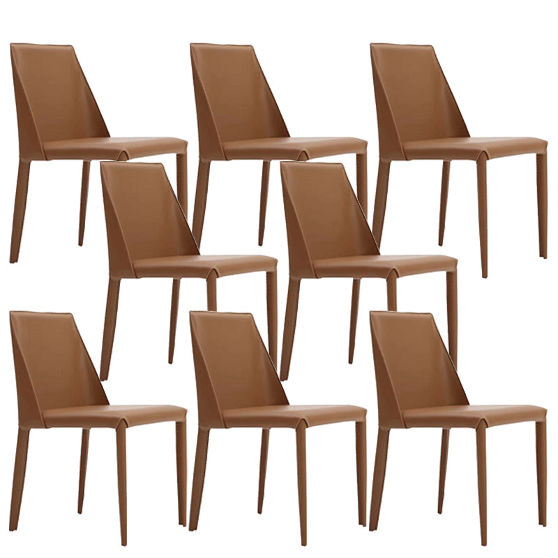 Contemporary Armless Home Side Chair Faux Leather Low Back Dining Chair