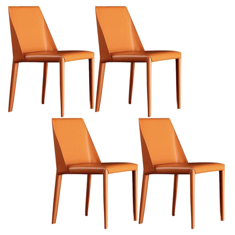 Contemporary Armless Home Side Chair Faux Leather Low Back Dining Chair