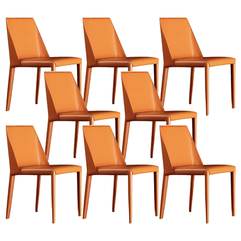 Contemporary Armless Home Side Chair Faux Leather Low Back Dining Chair