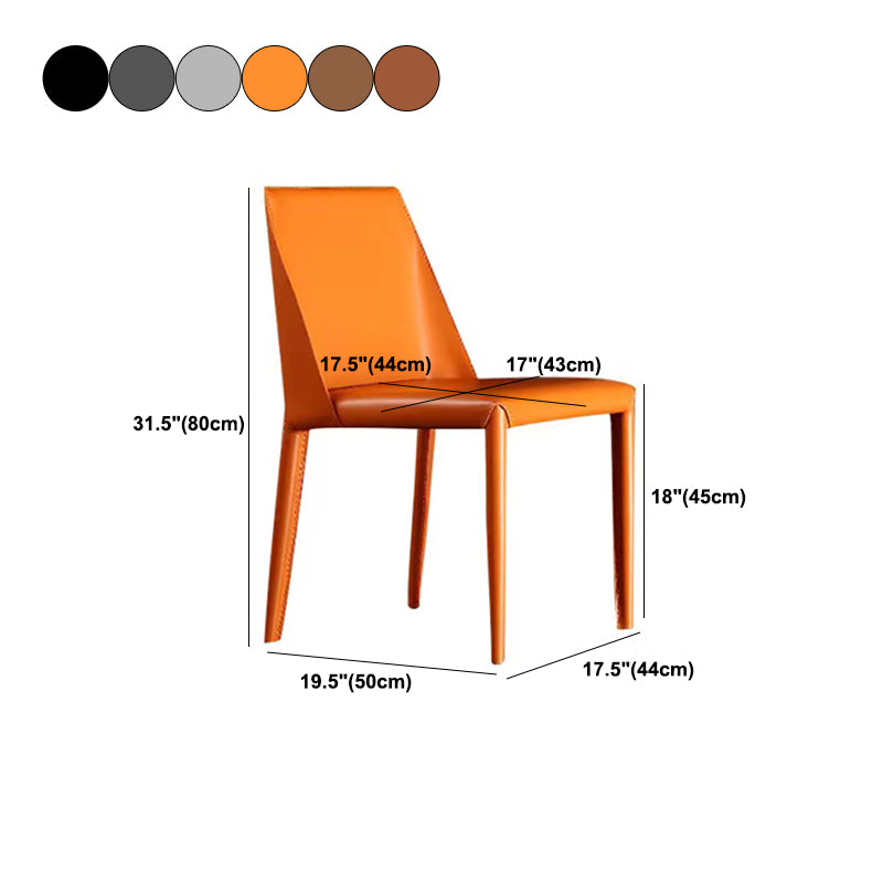 Contemporary Armless Home Side Chair Faux Leather Low Back Dining Chair