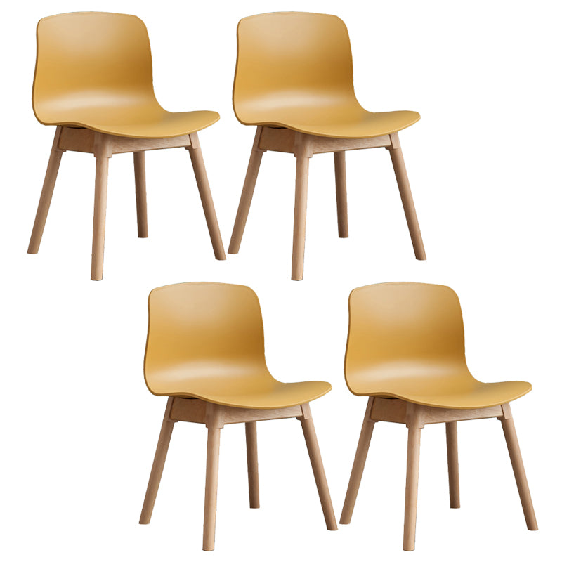 Natural Beech Legs Side Chair Scandinavian Armless Dining Chairs