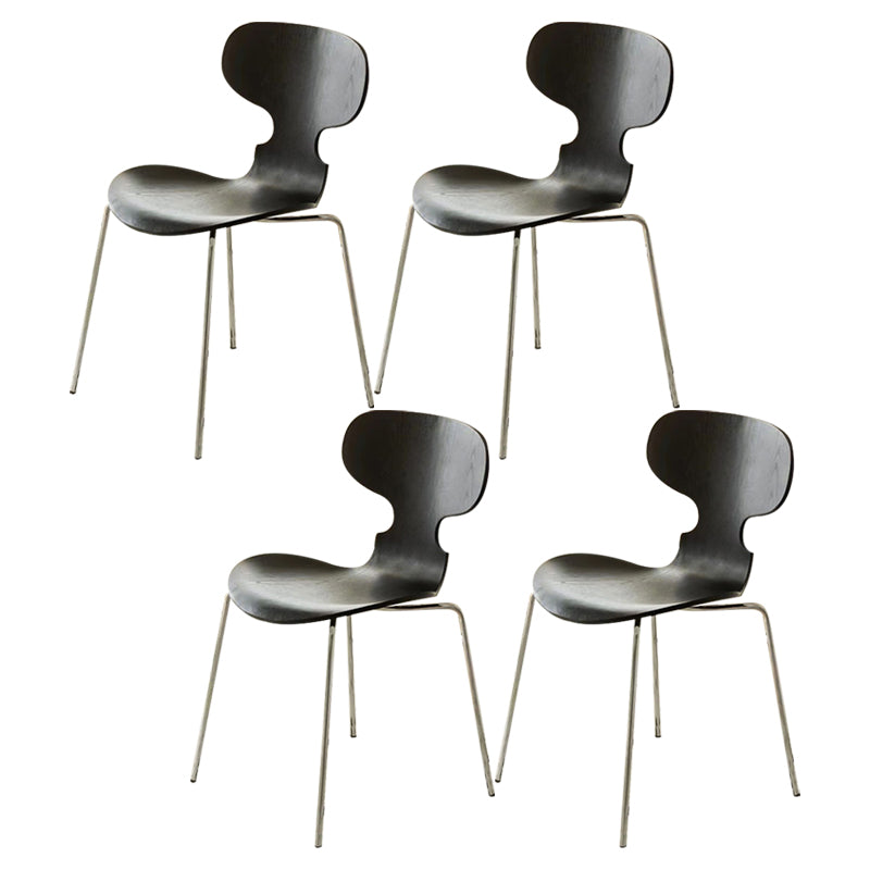 Metal and Wood Armless Dining Chairs Contemporary Side Chair Set