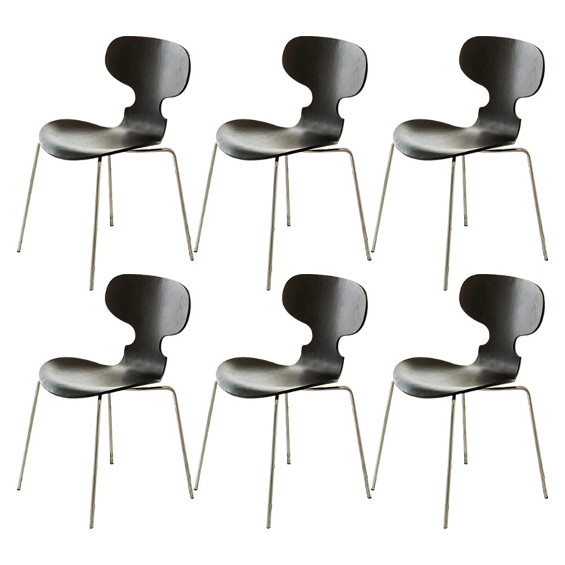 Metal and Wood Armless Dining Chairs Contemporary Side Chair Set