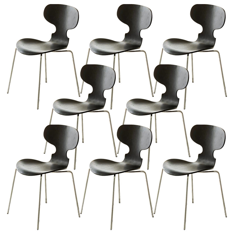 Metal and Wood Armless Dining Chairs Contemporary Side Chair Set