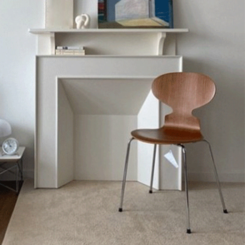 Metal and Wood Armless Dining Chairs Contemporary Side Chair Set