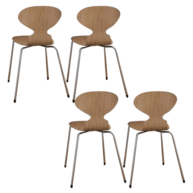 Metal and Wood Armless Dining Chairs Contemporary Side Chair Set