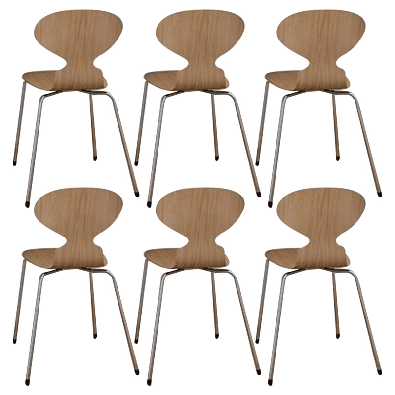 Metal and Wood Armless Dining Chairs Contemporary Side Chair Set