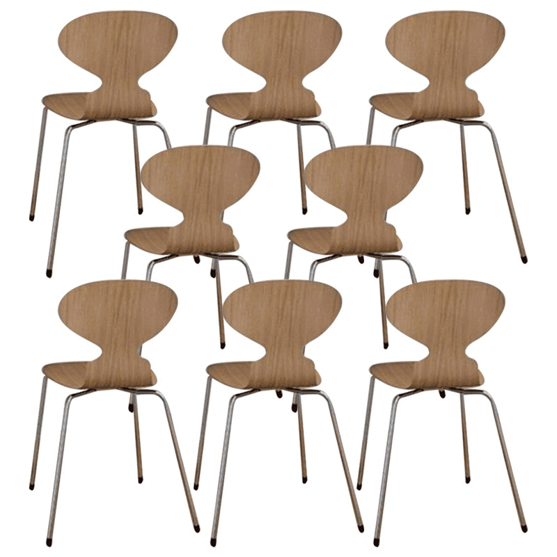 Metal and Wood Armless Dining Chairs Contemporary Side Chair Set