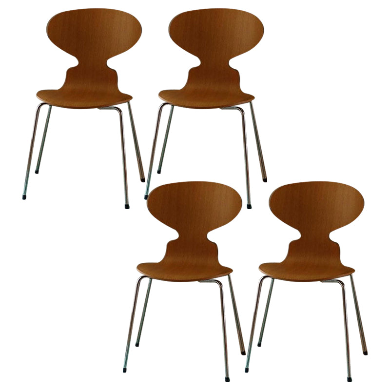 Metal and Wood Armless Dining Chairs Contemporary Side Chair Set