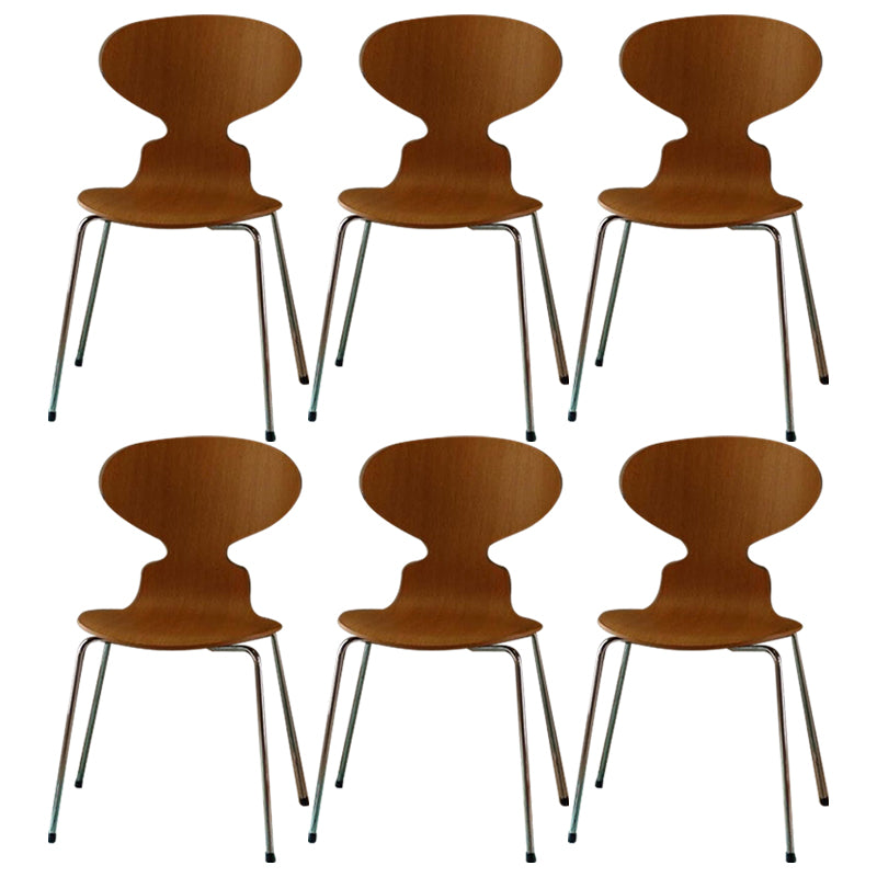 Metal and Wood Armless Dining Chairs Contemporary Side Chair Set