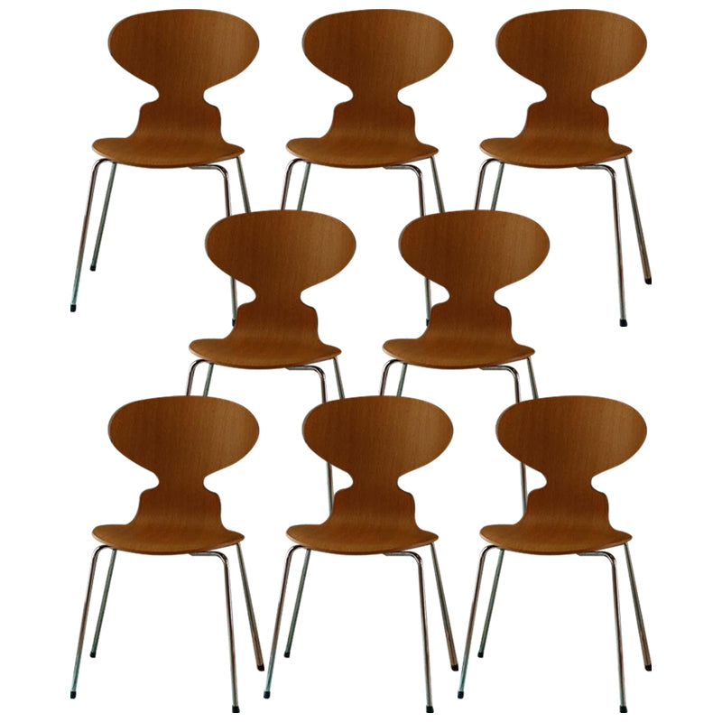 Metal and Wood Armless Dining Chairs Contemporary Side Chair Set