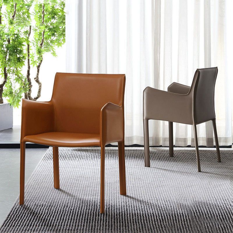 Modern Upholstered Dining Arm Chair Faux Leather Dining Accent Chair