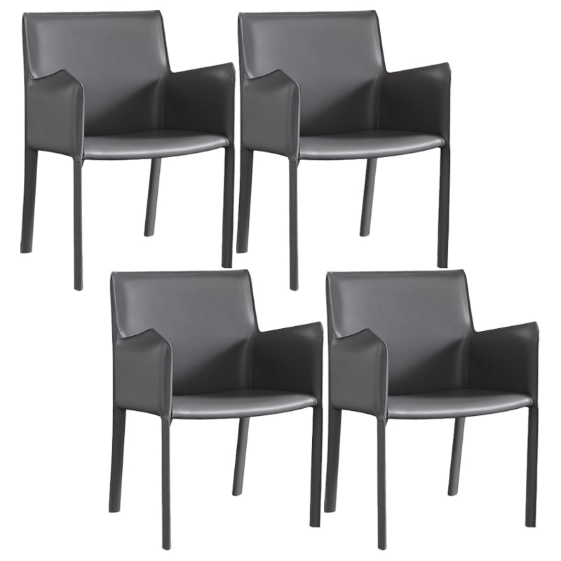Modern Upholstered Dining Arm Chair Faux Leather Dining Accent Chair