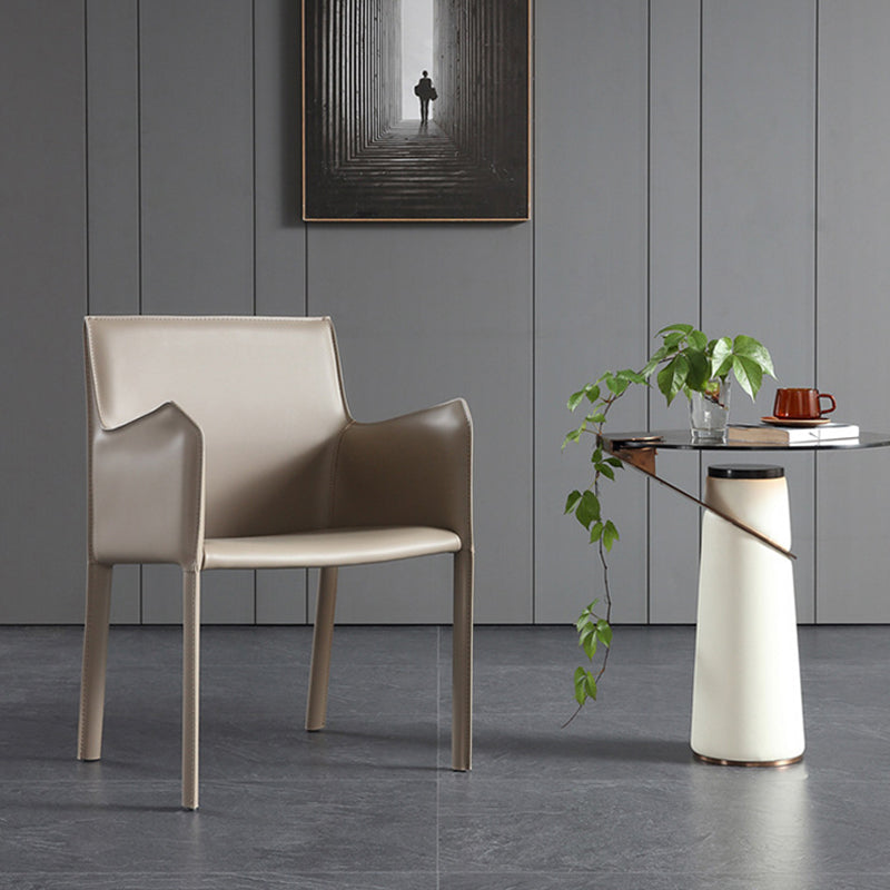 Modern Upholstered Dining Arm Chair Faux Leather Dining Accent Chair