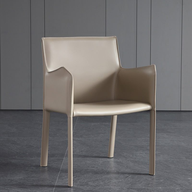 Modern Upholstered Dining Arm Chair Faux Leather Dining Accent Chair