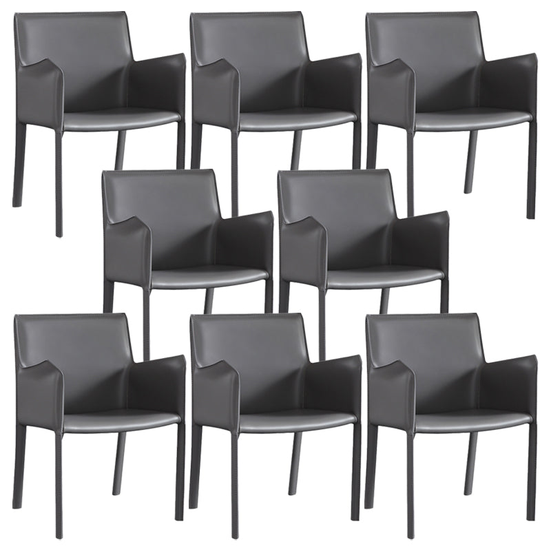 Modern Upholstered Dining Arm Chair Faux Leather Dining Accent Chair