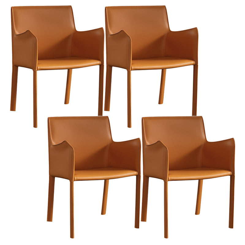 Modern Upholstered Dining Arm Chair Faux Leather Dining Accent Chair