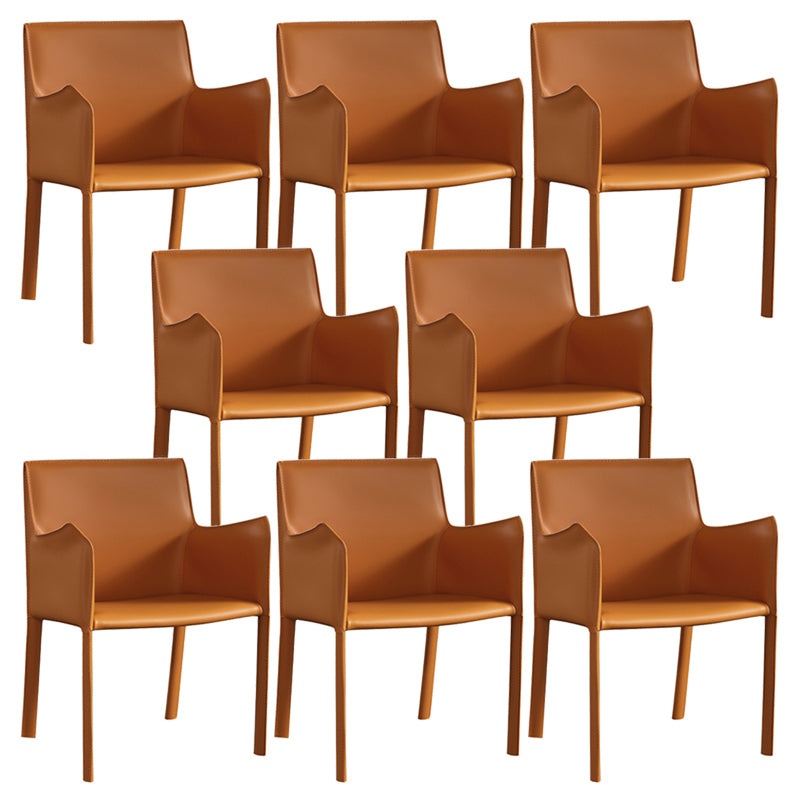 Modern Upholstered Dining Arm Chair Faux Leather Dining Accent Chair