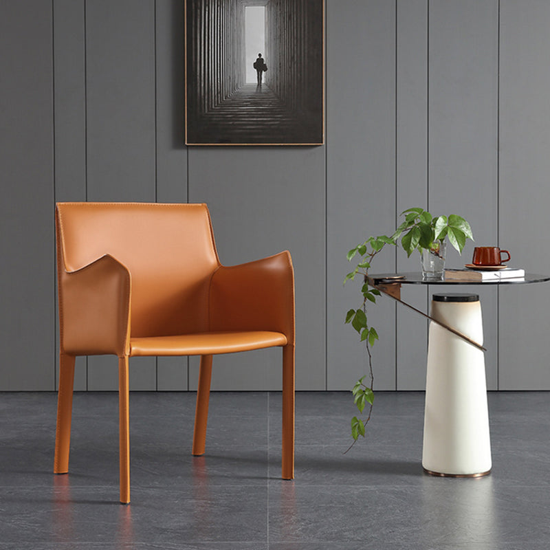 Modern Upholstered Dining Arm Chair Faux Leather Dining Accent Chair