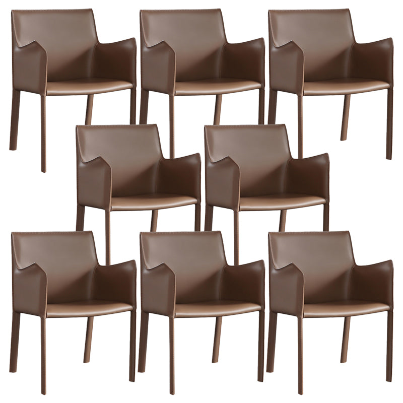 Modern Upholstered Dining Arm Chair Faux Leather Dining Accent Chair