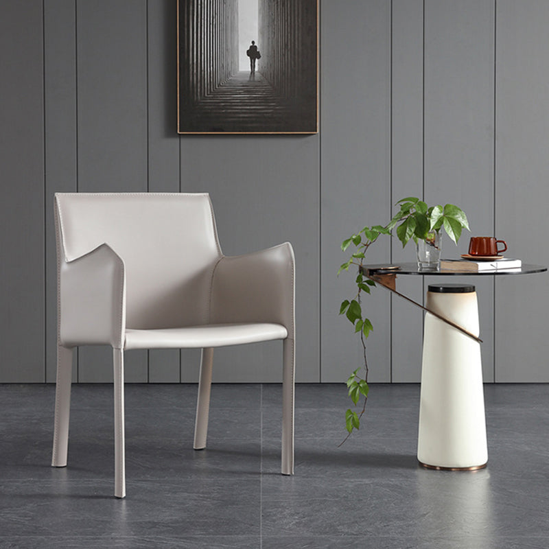 Modern Upholstered Dining Arm Chair Faux Leather Dining Accent Chair