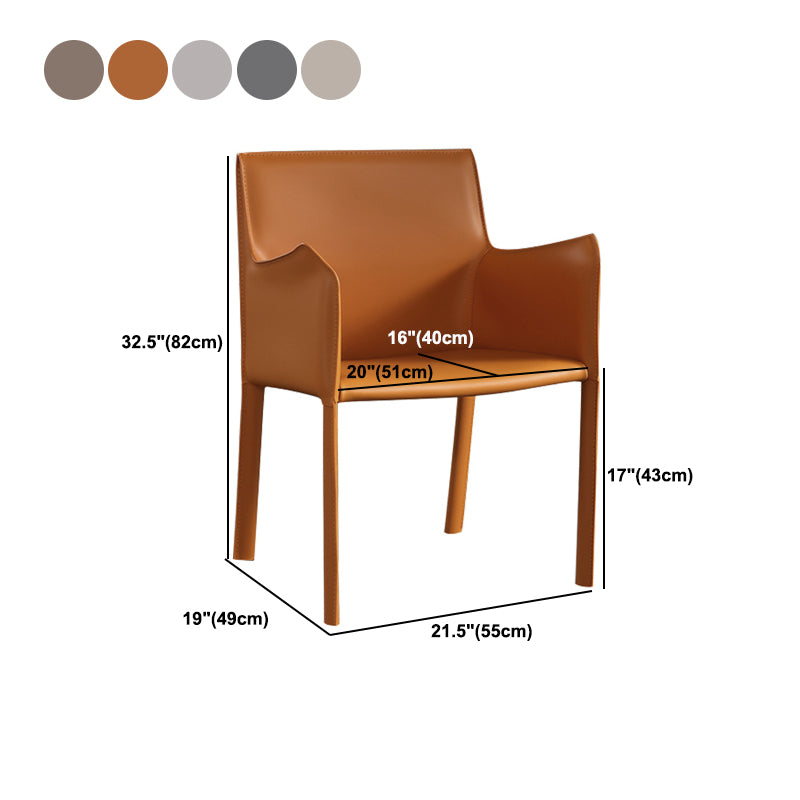 Modern Upholstered Dining Arm Chair Faux Leather Dining Accent Chair