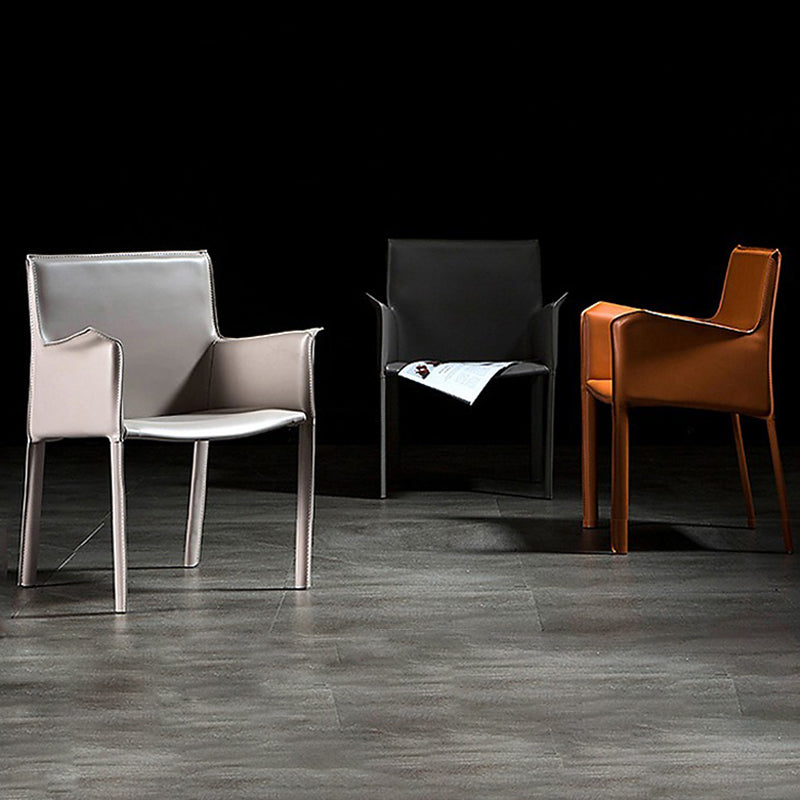 Contemporary Faux Leather Dining Chair Upholstered Dining Arm Chair