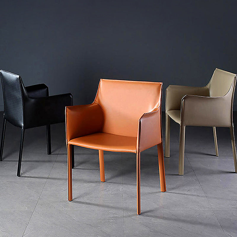 Contemporary Faux Leather Dining Chair Upholstered Dining Arm Chair