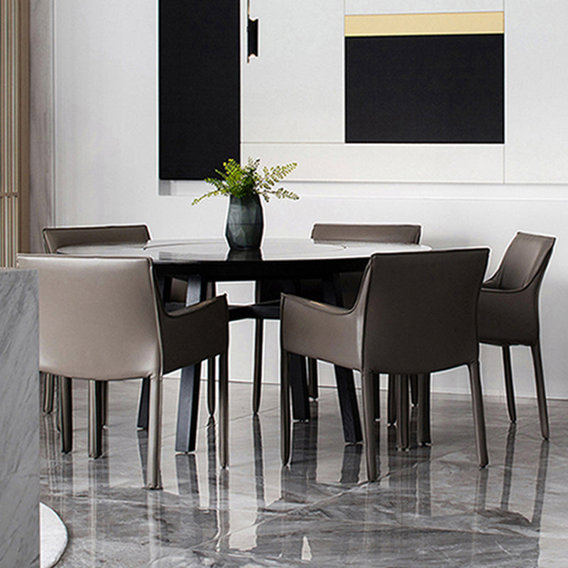 Contemporary Faux Leather Dining Chair Upholstered Dining Arm Chair