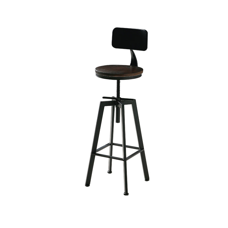 Industrial Adjustable Height Bar Stool Iron Round Armless Bar Stool