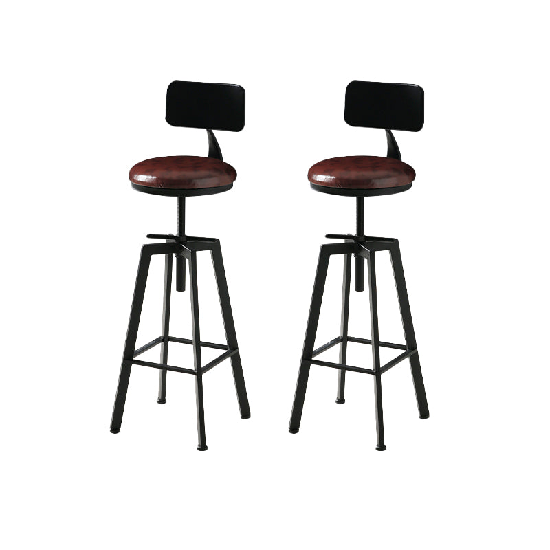 Industrial Adjustable Height Bar Stool Iron Round Armless Bar Stool