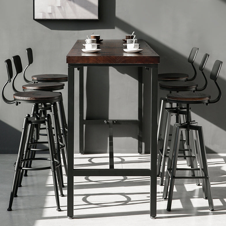 Industrial Adjustable Height Bar Stool Iron Round Armless Bar Stool