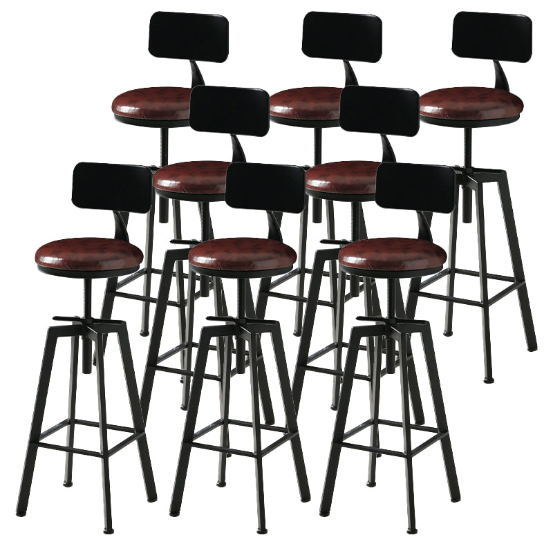 Industrial Adjustable Height Bar Stool Iron Round Armless Bar Stool