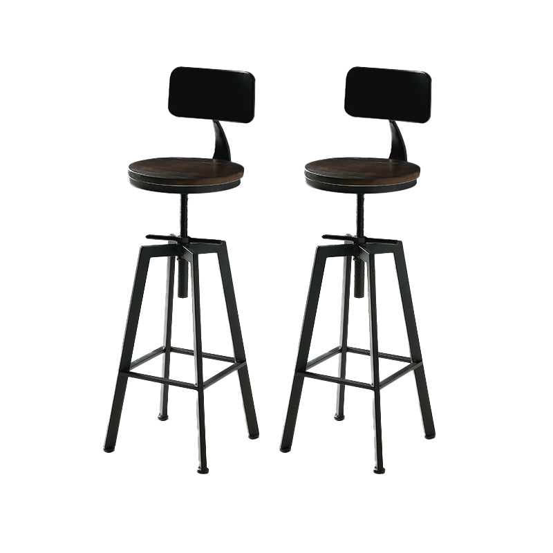 Industrial Adjustable Height Bar Stool Iron Round Armless Bar Stool