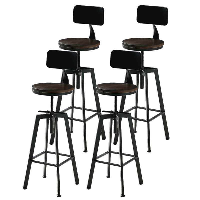 Industrial Adjustable Height Bar Stool Iron Round Armless Bar Stool