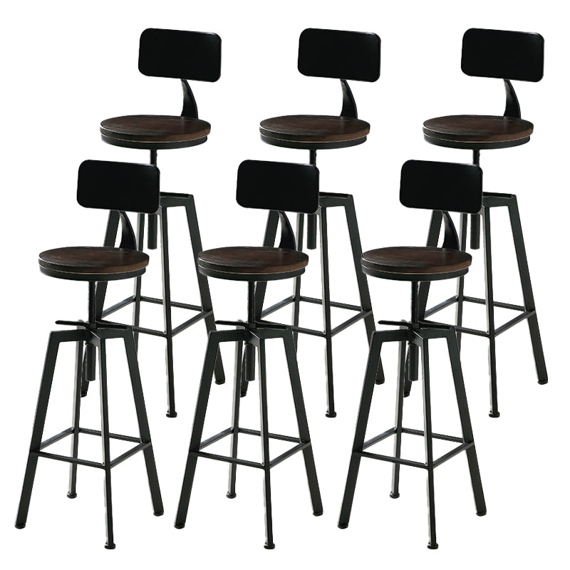 Industrial Adjustable Height Bar Stool Iron Round Armless Bar Stool