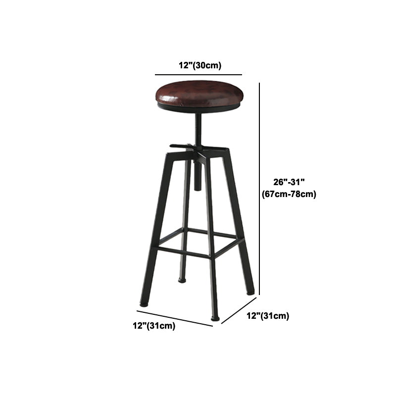 Industrial Adjustable Height Bar Stool Iron Round Armless Bar Stool