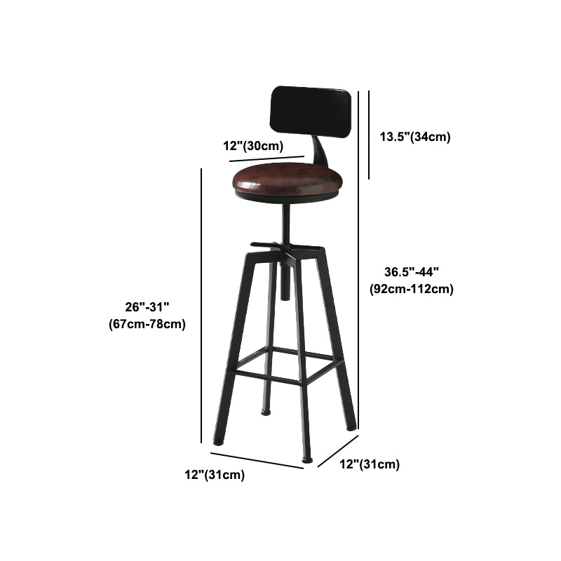 Industrial Adjustable Height Bar Stool Iron Round Armless Bar Stool