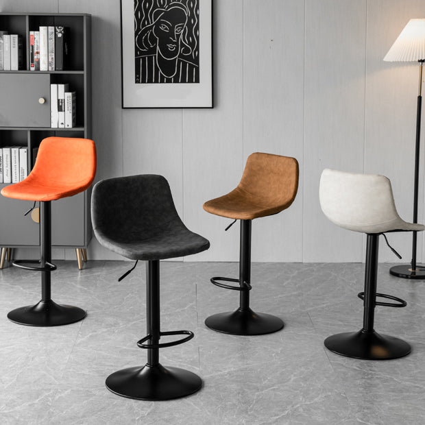 Contemporary PU Leather Footrest Barstool Adjustable Height Bar Stool