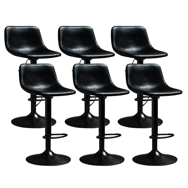 Contemporary PU Leather Footrest Barstool Adjustable Height Bar Stool