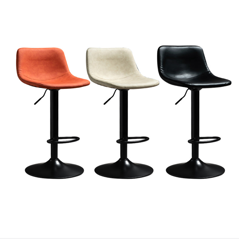 Contemporary PU Leather Footrest Barstool Adjustable Height Bar Stool